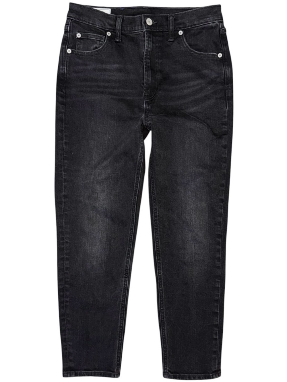 GAP High Rise Mom Jeans Womens 26 / 2 Black Denim Whisker Stretch (27x25.5)